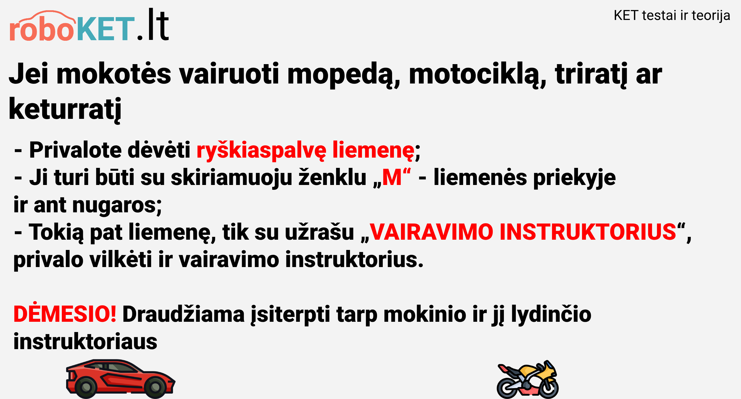 Vairavimas motociklu su mokytoju