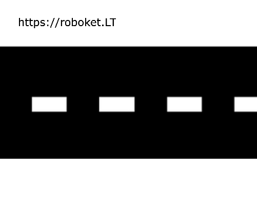 Plati brūkšninė linija žymi eismo juostą